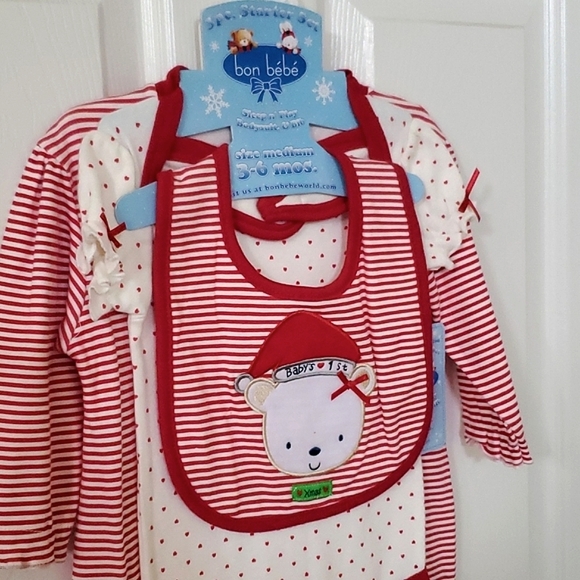 Bon Bebe 3-6 Months Baby Girl (3) Piece Set 1st Christmas Holiday - Picture 4 of 5